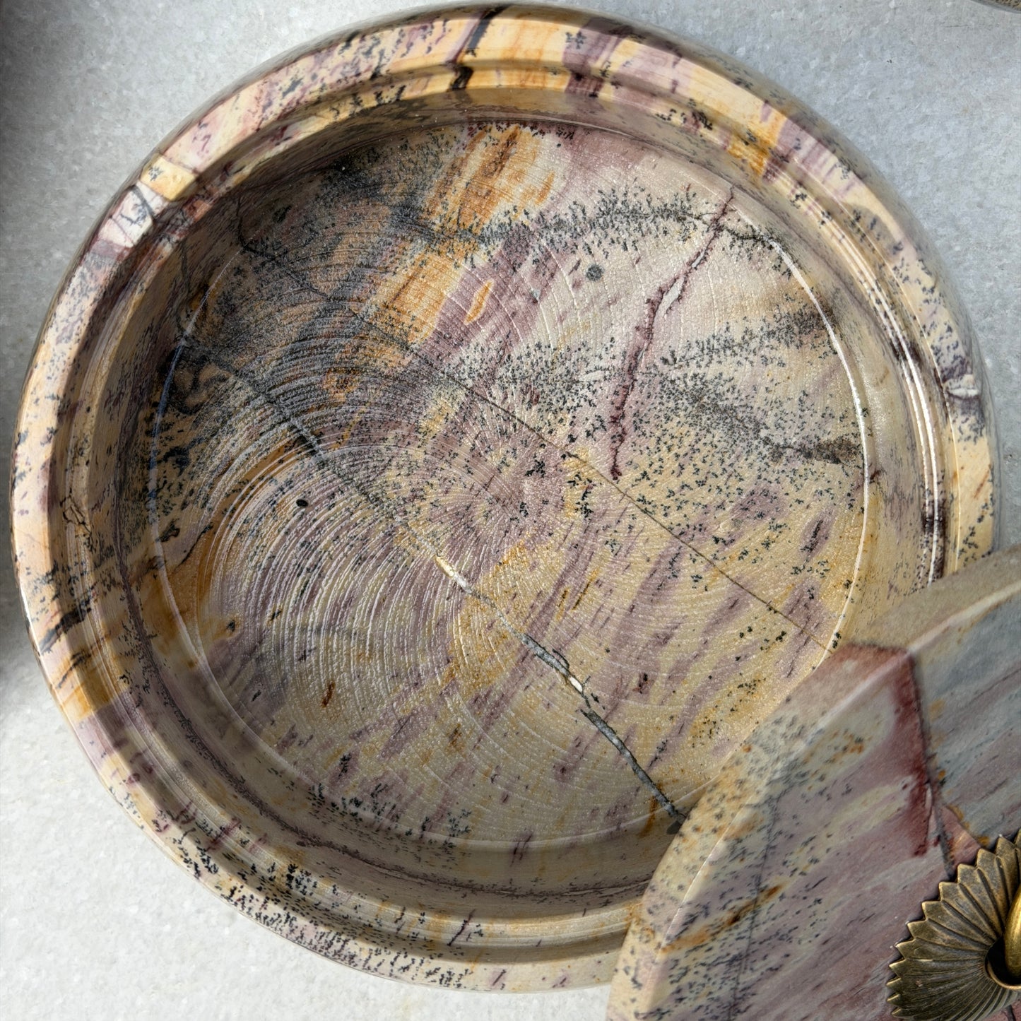 Wholesale Lot 3PCs Natural Picture Jasper with Lid Bowl Crystal Healing Energy