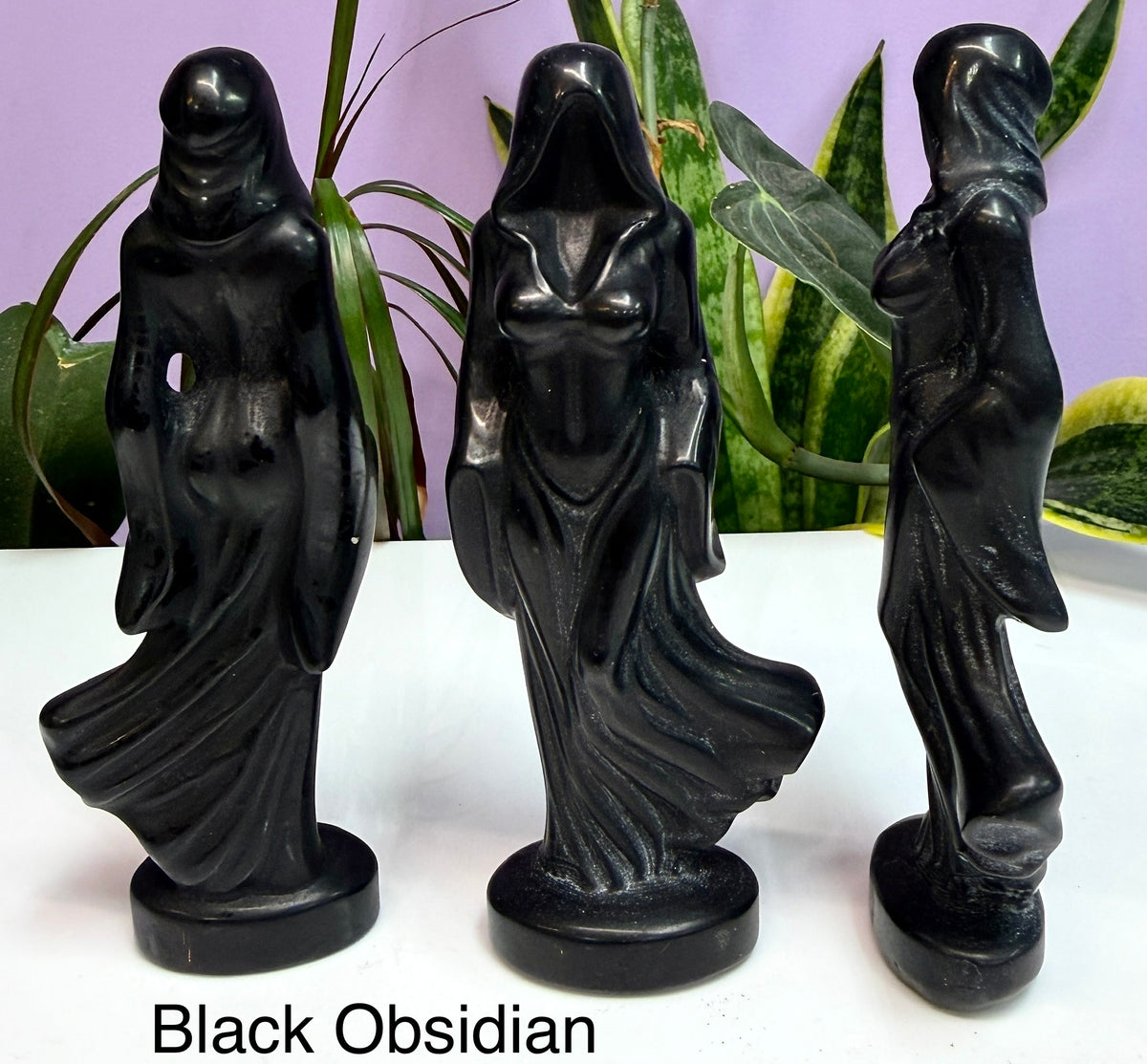 6 PCs 12cm Mixed Natural Crystals Female Reaper Ghost Goddess Carving