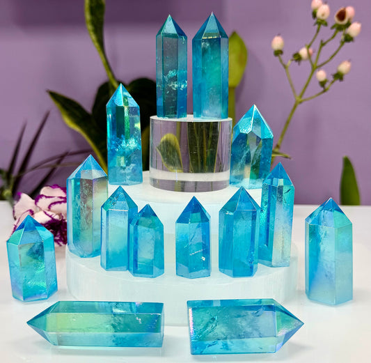 Wholesale Lot 1 lb Angel Aura Aqua Clear Quartz Tower Obelisk Point Wand Crystal Energy Healing