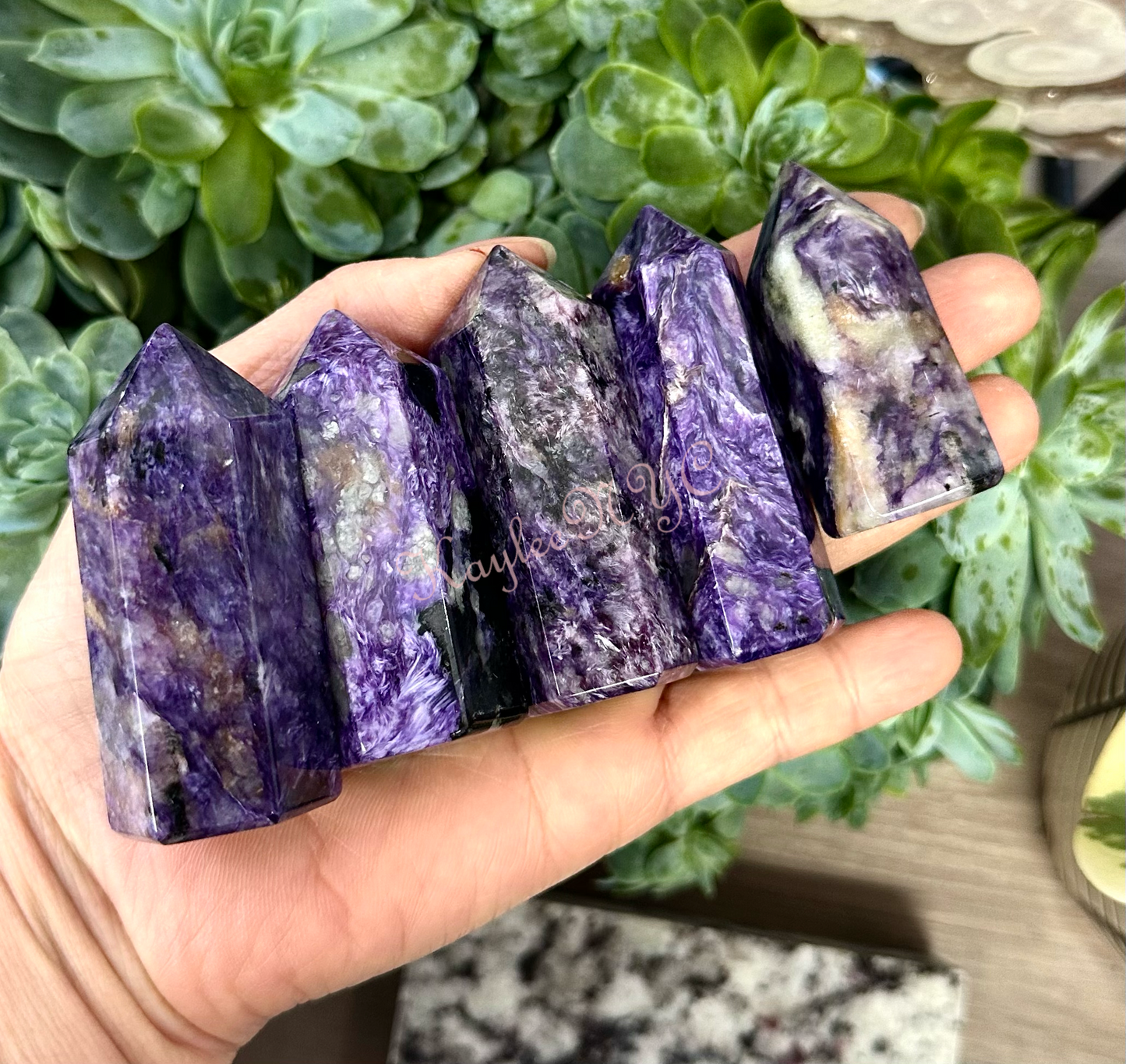 1 lb Natural  Charoite Obelisk Tower