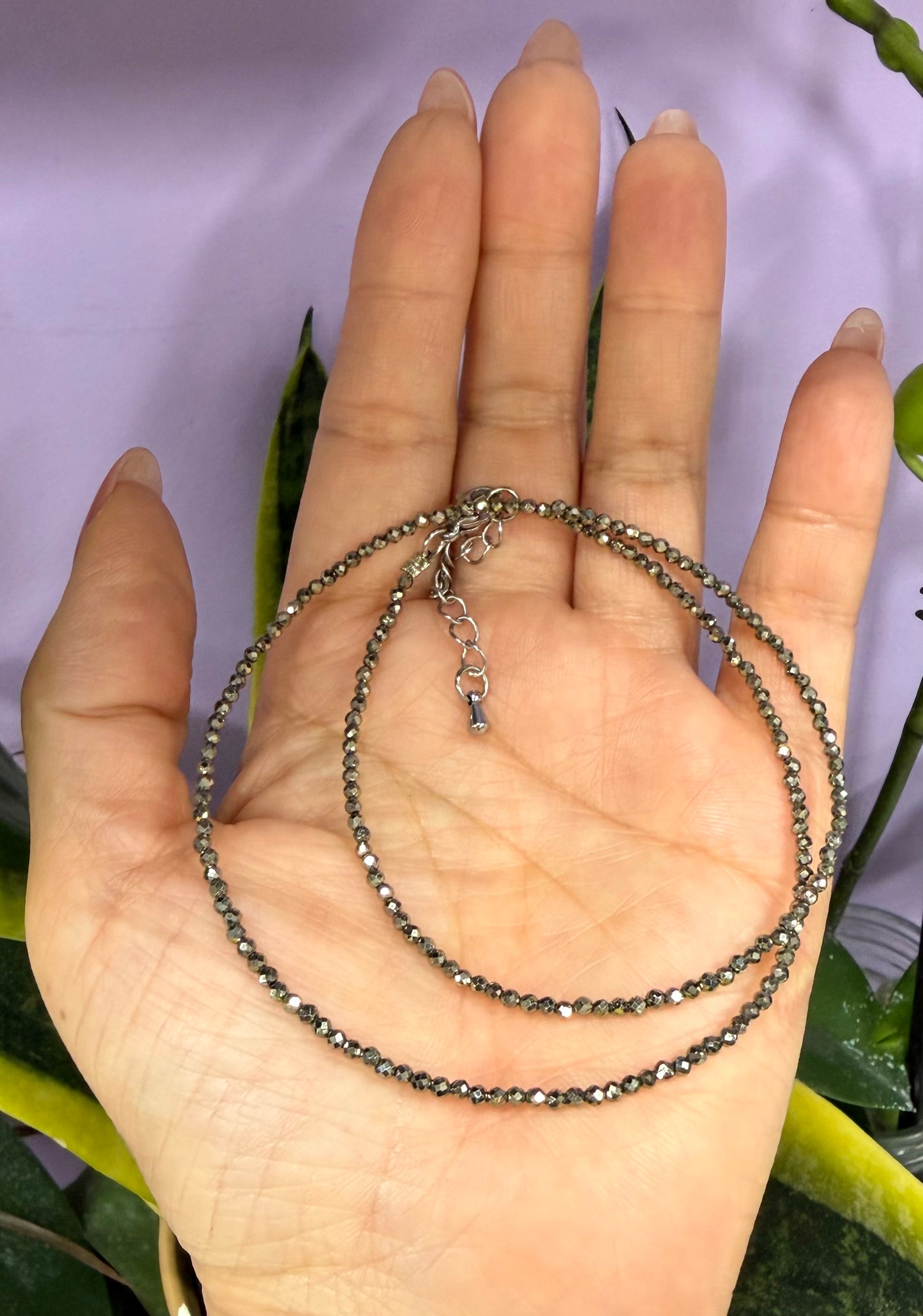 6 PCs 2mm Faceted Natural Pyrite Necklace with Stainless Steel Findings