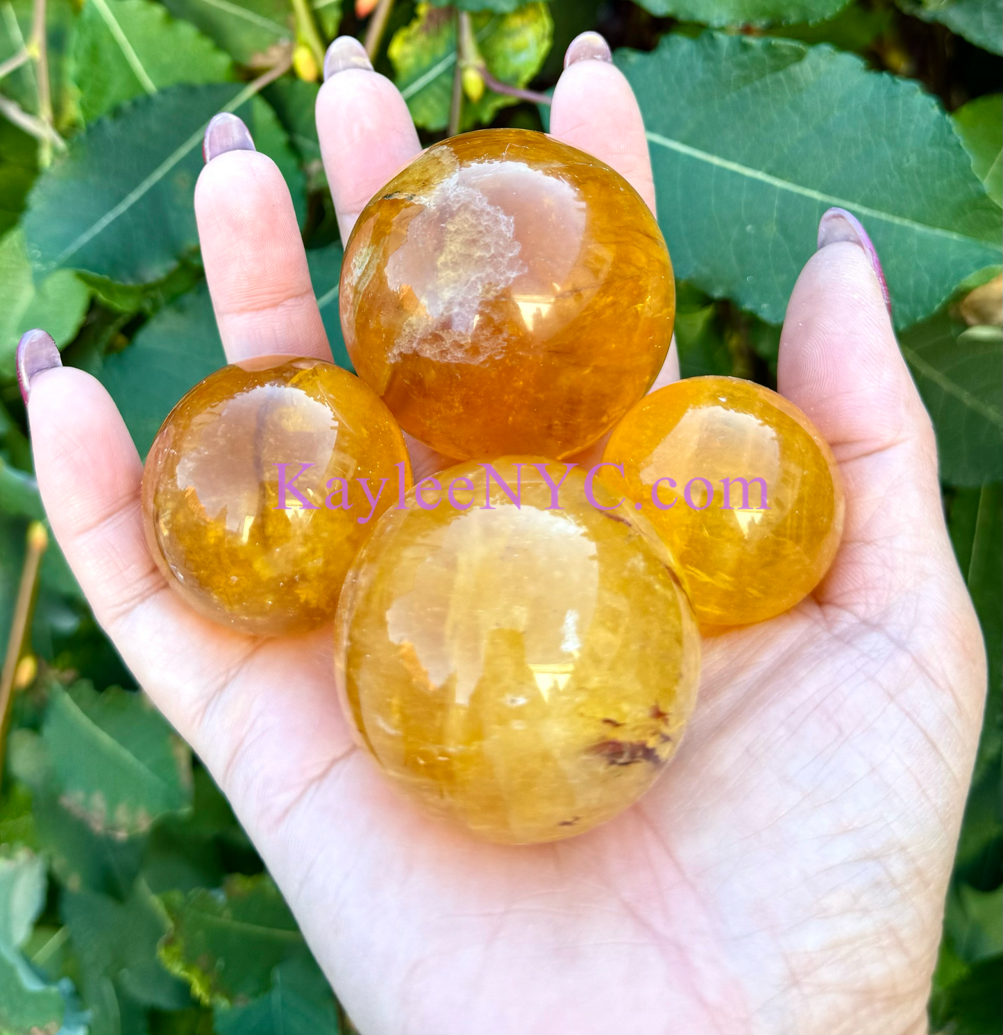 Wholesale Lot 2 Lbs Natural Yellow Fluorite with Mica Spheres Crystal Ball Energy Healing