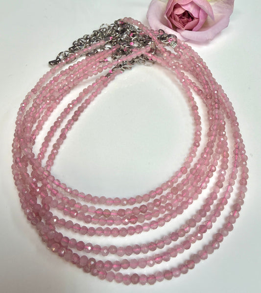6 PCs 2mm Natural Dark Rose Quartz Anklet Crystals Healing Energy