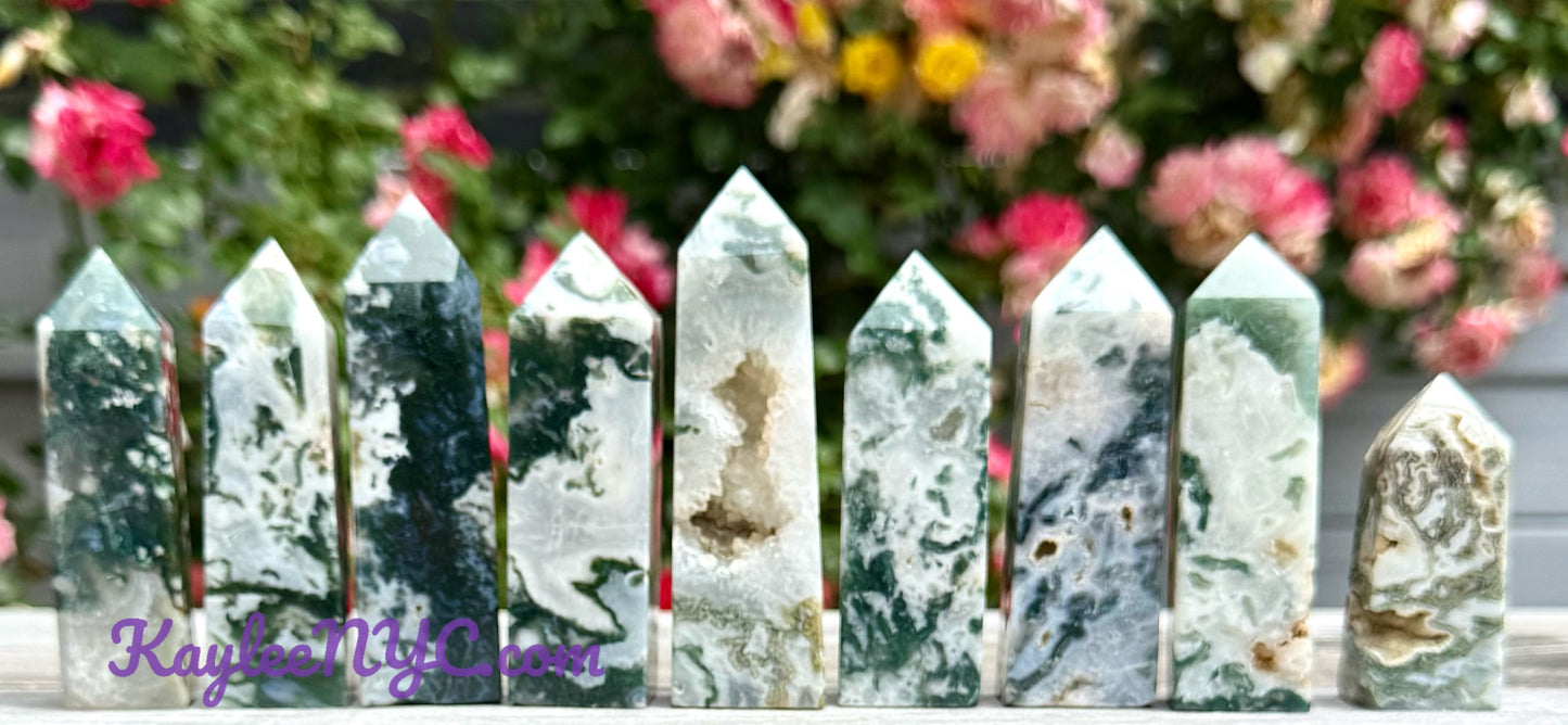 Wholesale Lot 2 Lb Natural Moss Agate Obelisk Tower Point Crystal Healing