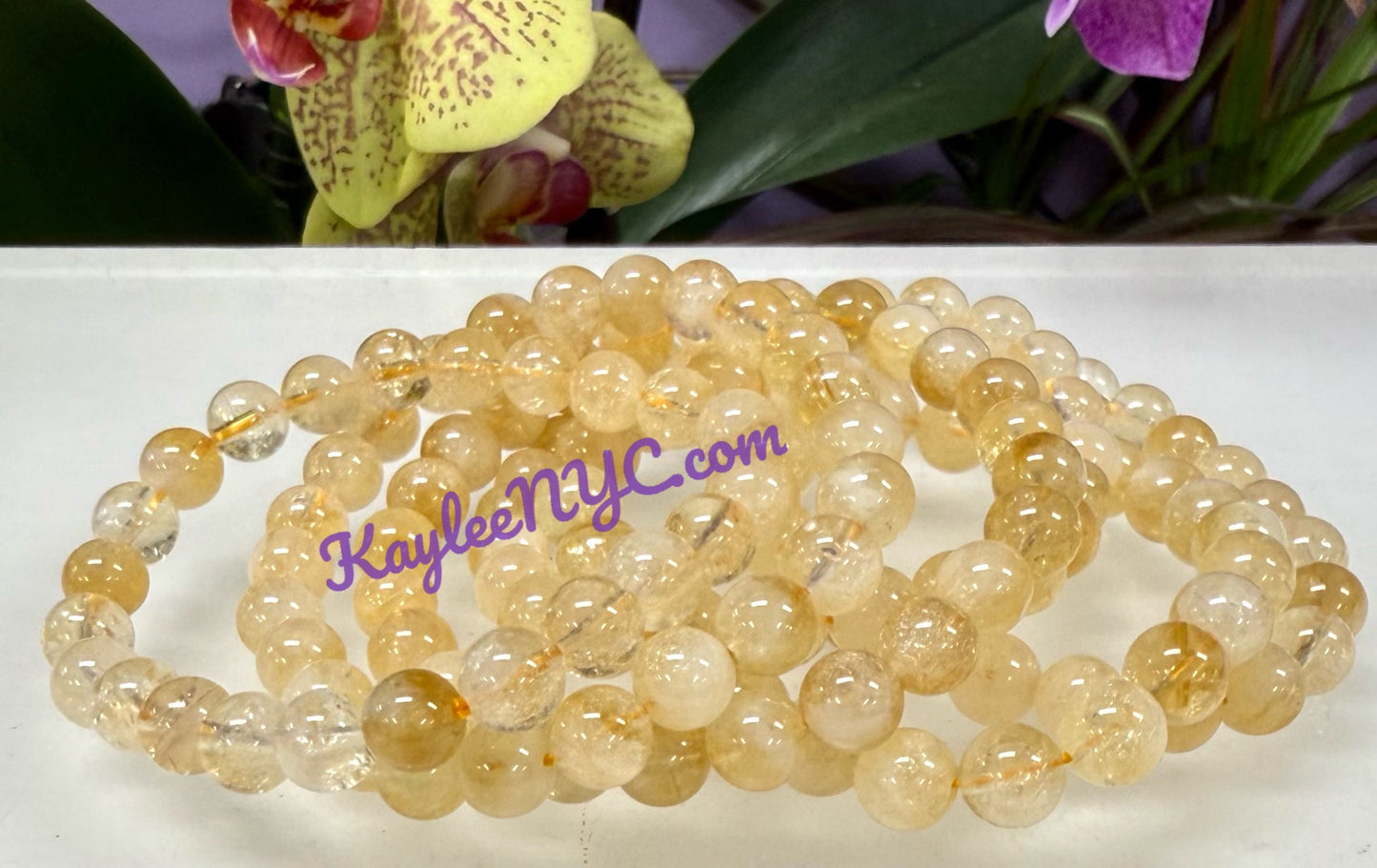 Wholesale 6 Pcs Citrine 8mm 7.5” Crystal Healing Stretch Bracelet