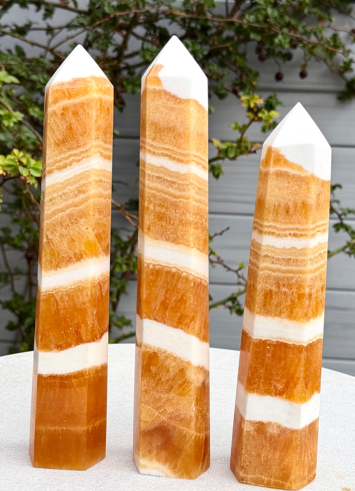 Wholesale Lot 3 pcs Natural Orange Calcite tower Obelisk Point Crystal Healing