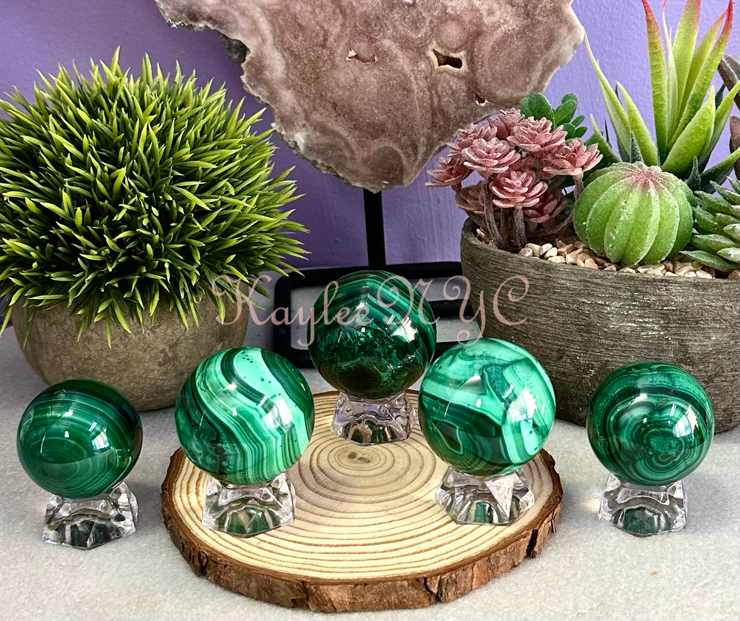 Wholesale 5 PCs Natural Malachite Spheres Crystal Ball Healing Energy