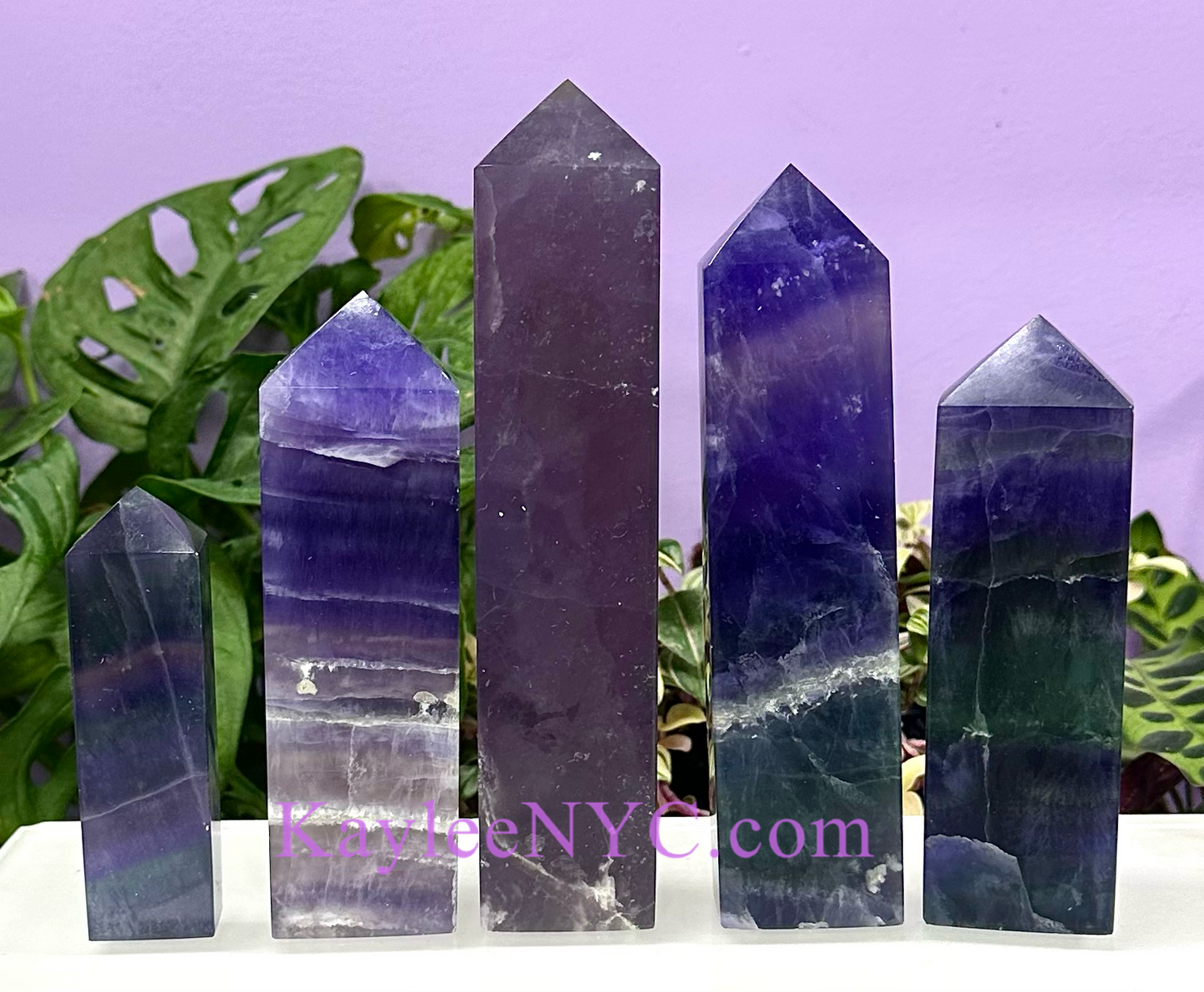 Wholesale Lot 5 pcs Large Natural Purple Fluorite Obelisk Tower Point Crystal Healing Energy