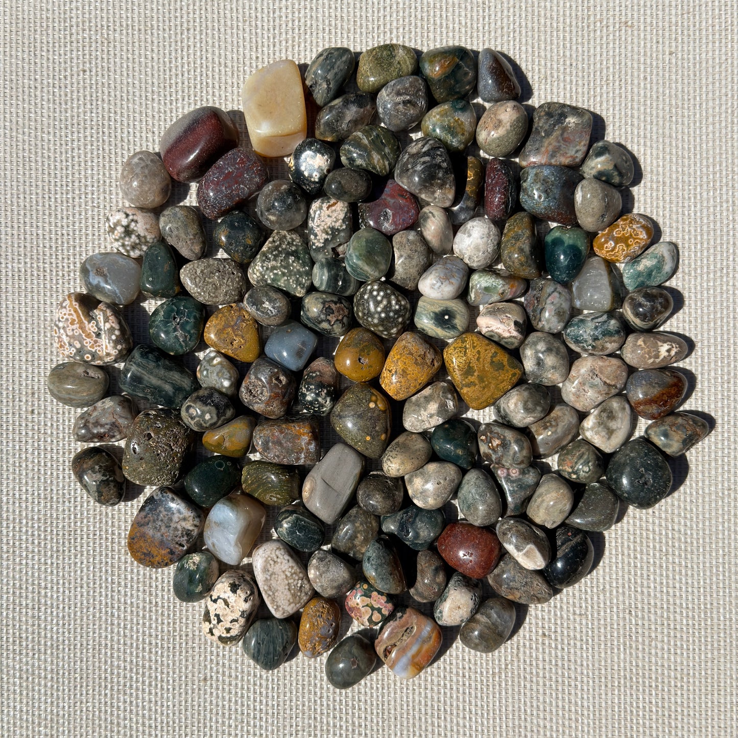 Wholesale Lot – 2 lbs Natural Ocean Jasper Tumbled Crystals – Nice Quality