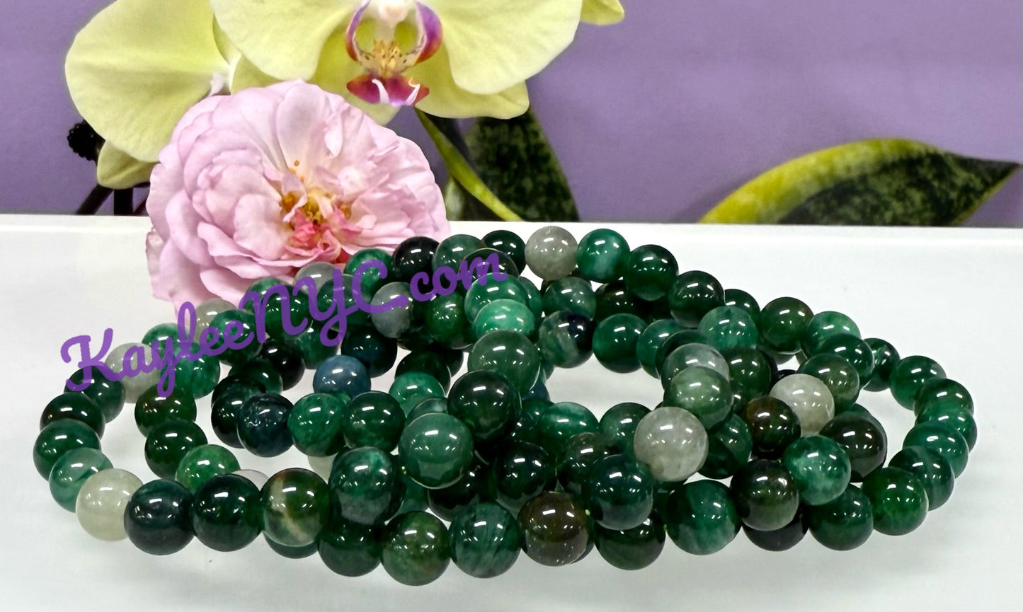 6pcs 8mm Natural Green Lepidolite Stretch Bracelet 7.5”