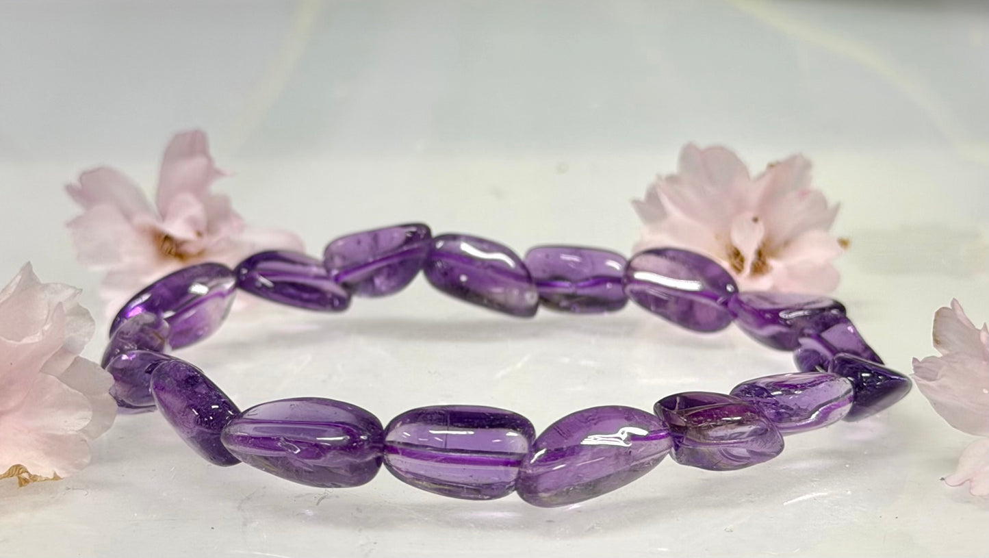 Wholesale 6 Pcs ~7mm Natural Amethyst 7.5” Crystal Healing Stretch Bracelet