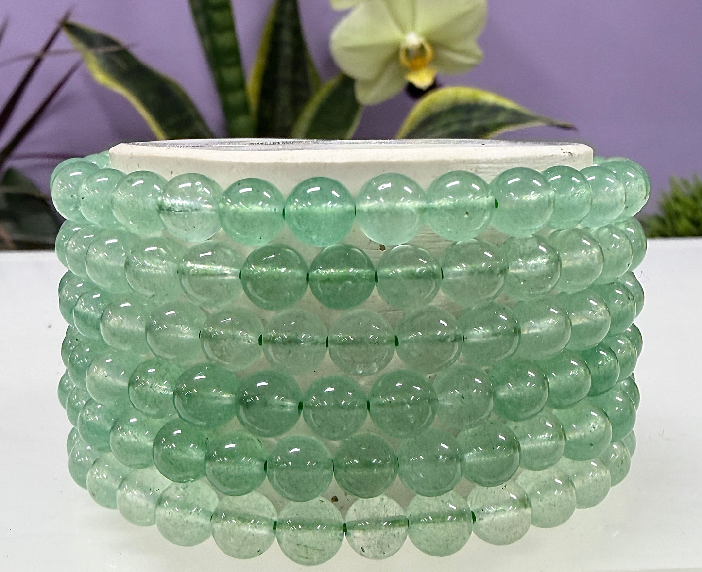Wholesale 6 Pcs Natural Green Strawberry Quartz 6mm 7.5” Crystal Healing Stretch Bracelet