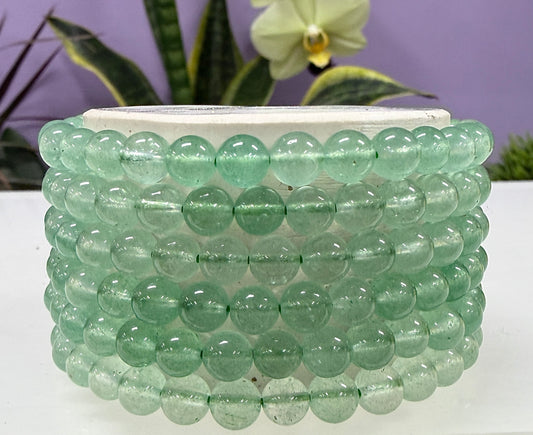 Wholesale 6 Pcs Natural Green Strawberry Quartz 6mm 7.5” Crystal Healing Stretch Bracelet