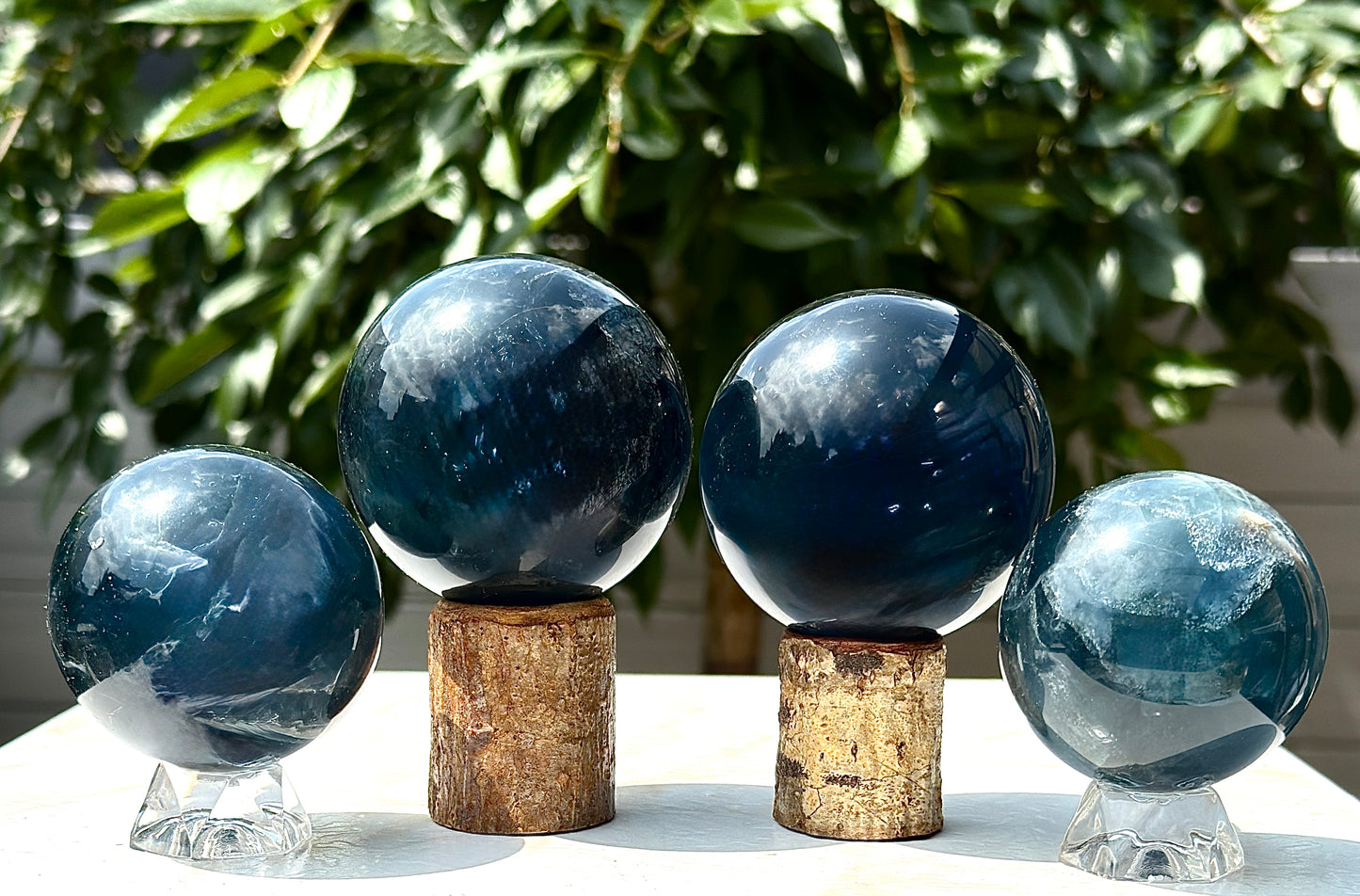 Wholesale Lot 4 to 5 Pcs Natural Blue Fluorite Sphere Crystal Ball 4.8 to 5 lbs  Healing Energy