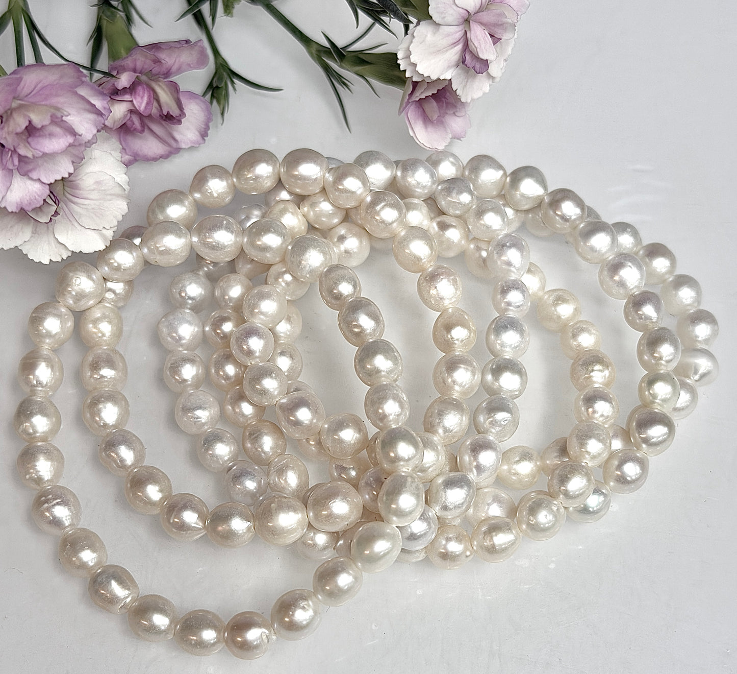 Wholesale 6 Pcs 7mm Natural Freshwater Pearl Healing Stretch Bracelet 7.5"