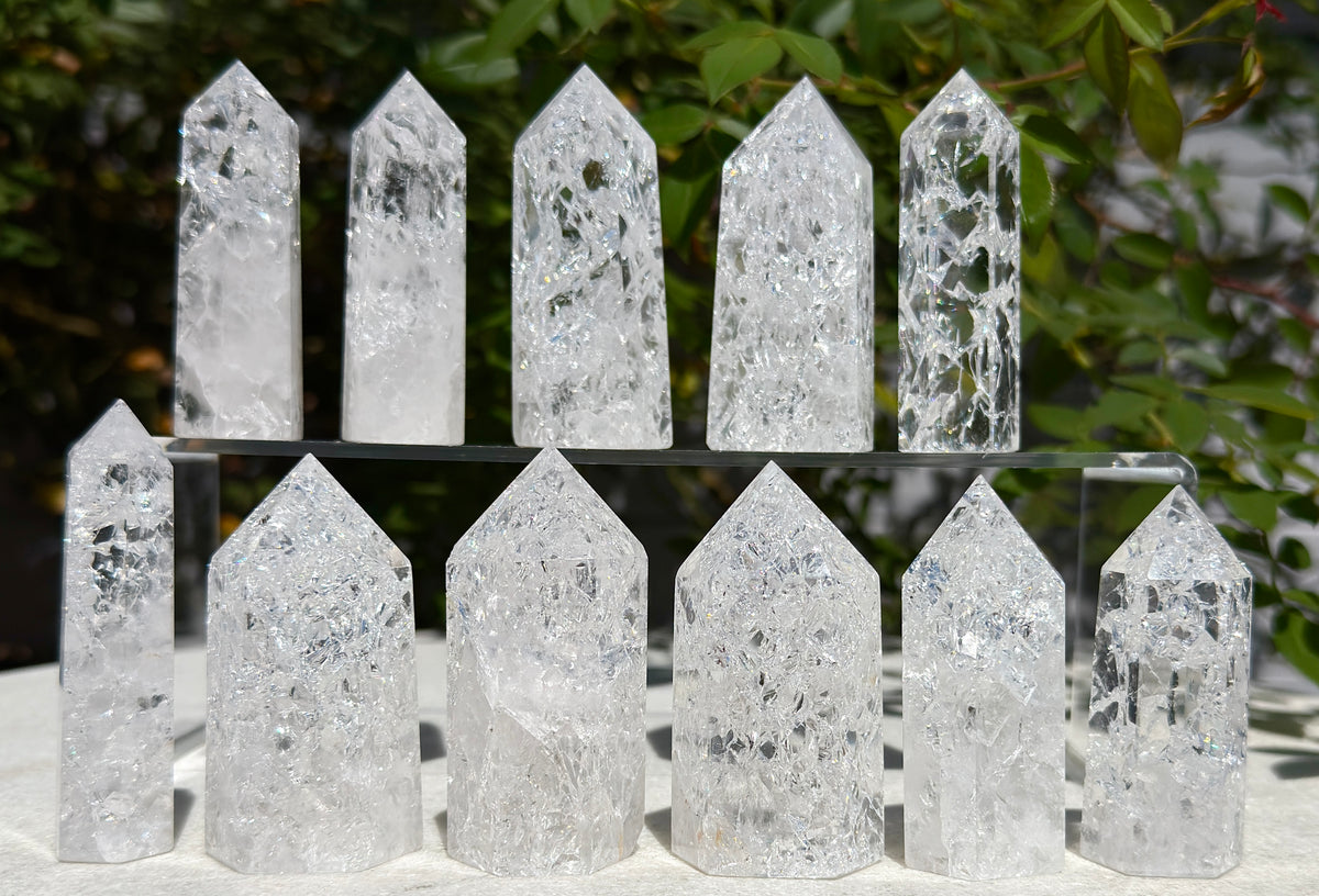 Wholesale Lot 2 Lb Fire & Ice Quartz Obelisk Tower Point Crystal Energy