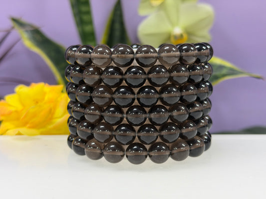 Wholesale Lot 6 Pcs Natural Ice Obsidian 10mm 7.5” Stretch Bracelet