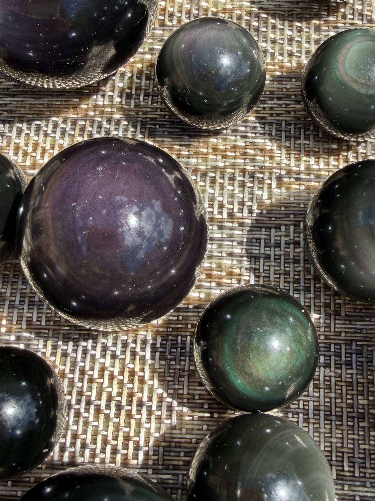 Wholesale Lot 1 Lb Natural Rainbow Obsidian Sphere Crystal Ball Energy Healing