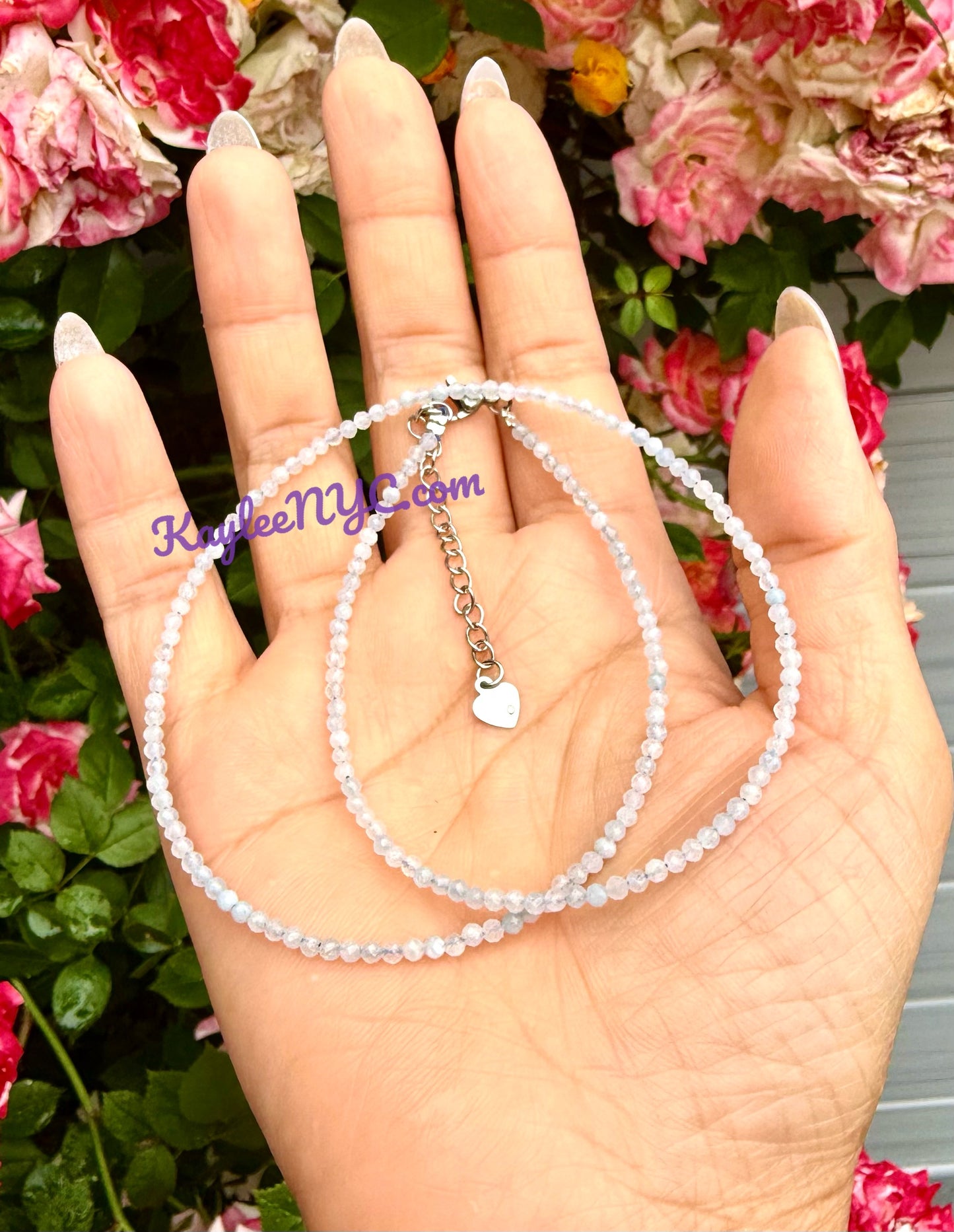 6 PCs 2mm Natural Aquamarine Necklaces
