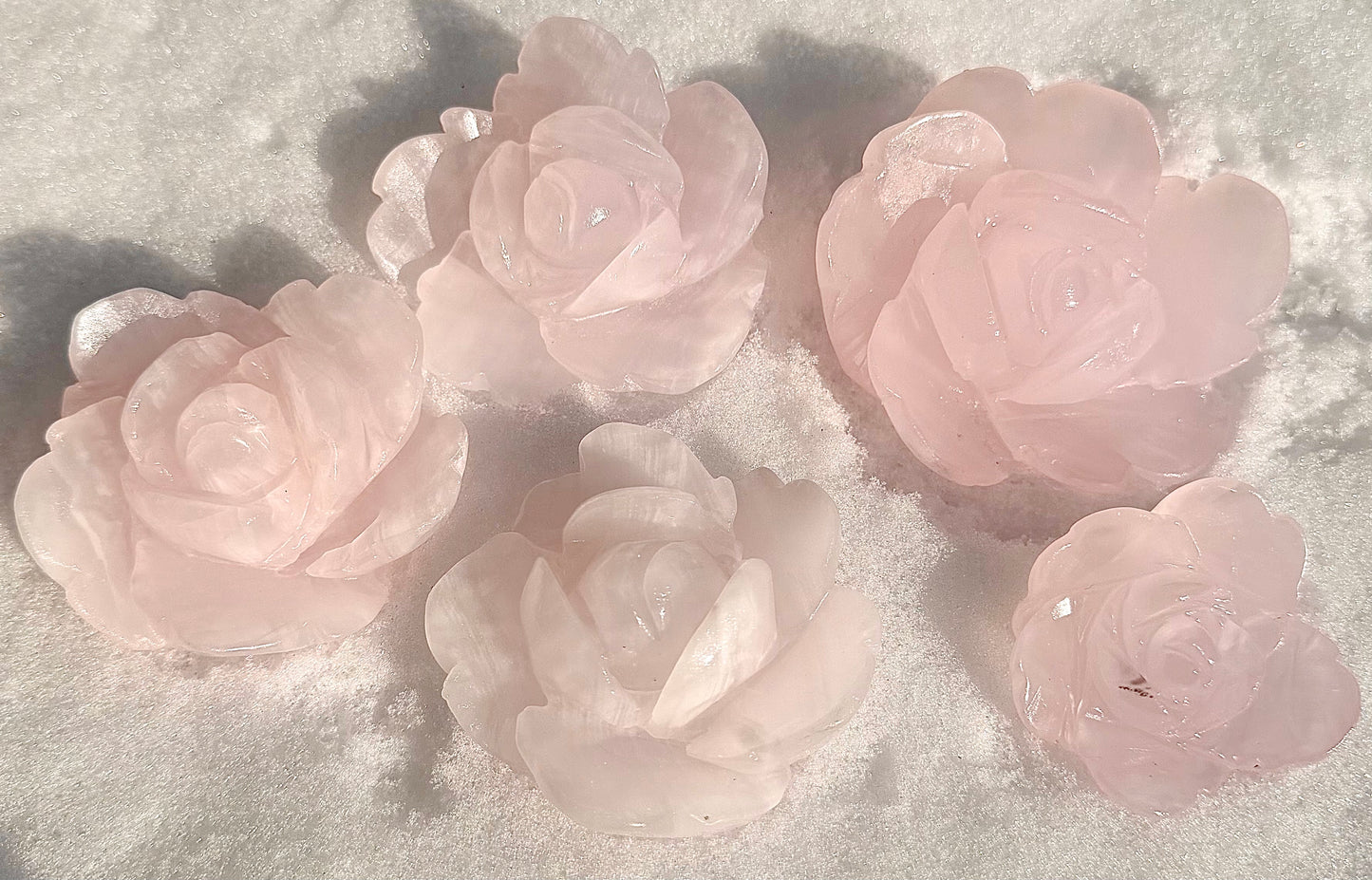 4-5 PCs Natural Mangano Calcite Flowers Carving Crystals Healing Energy