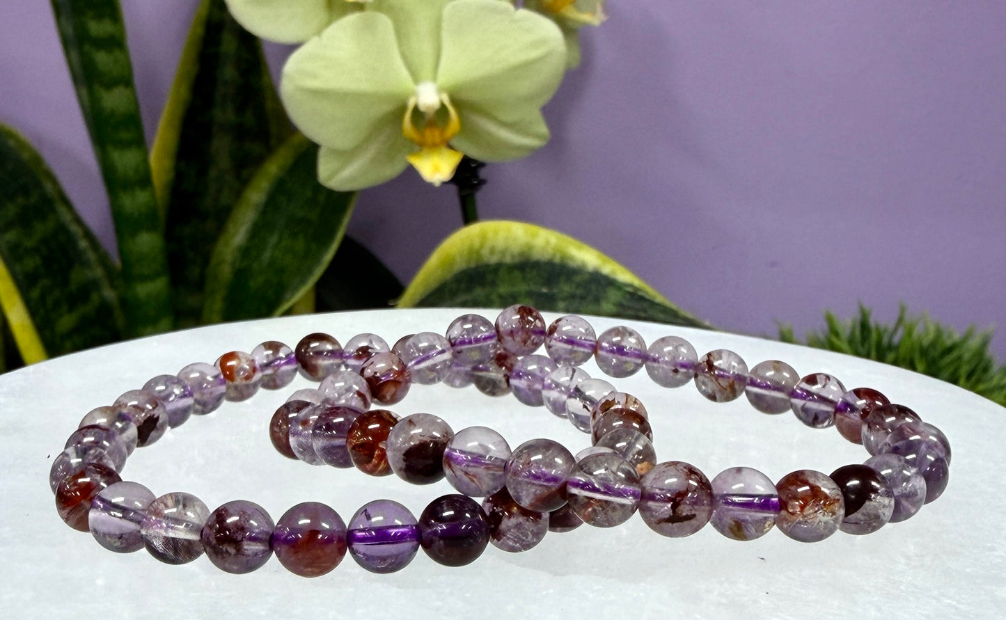 Wholesale 6 Pcs Natural Super Seven 10mm 8” Crystal Healing Stretch Bracelet
