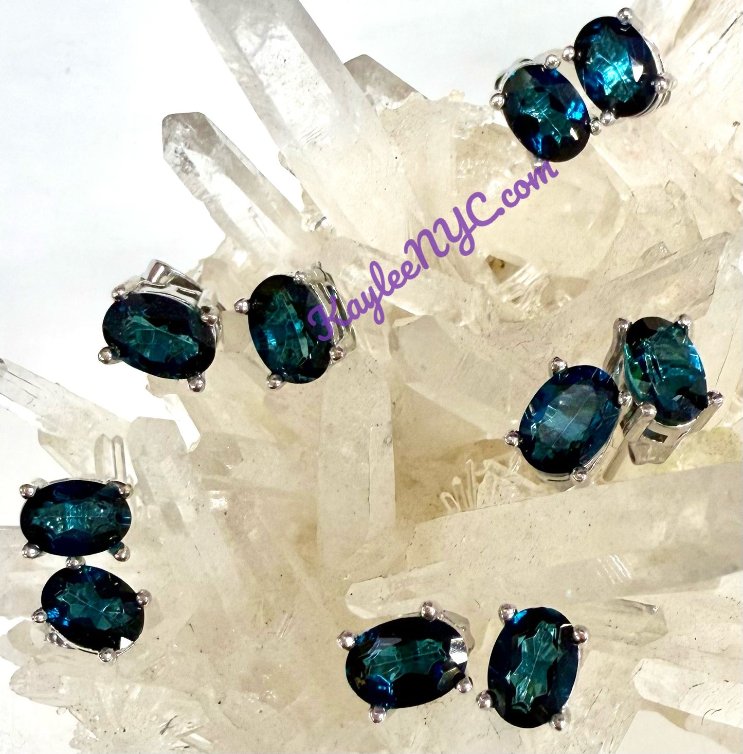Wholesale Lot 5 Pairs London Blue Topaz Sterling Silver(925) Earring Studs 5x7mm