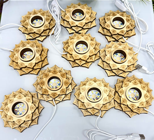 10 pcs PCs USB powered Wooden LED light stand 10cm Healing Energy