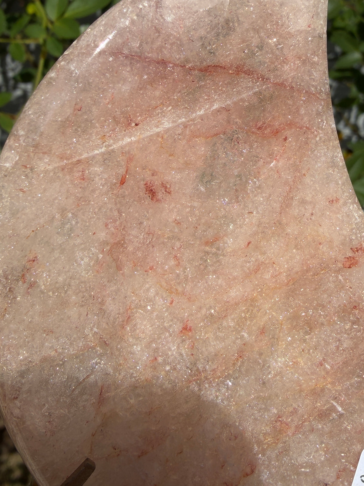 Wholesale Lot 4 PCs Natural Pink Hematoid Fire Quartz Moon with Stand Healing Energy