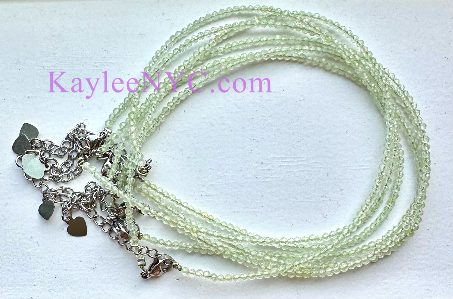 6 PCs 2mm Faceted Natural Prehnite Anklets Stainless Steel Findings