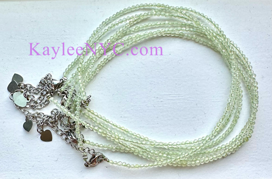 6 PCs 2mm Faceted Natural Prehnite Anklets Stainless Steel Findings