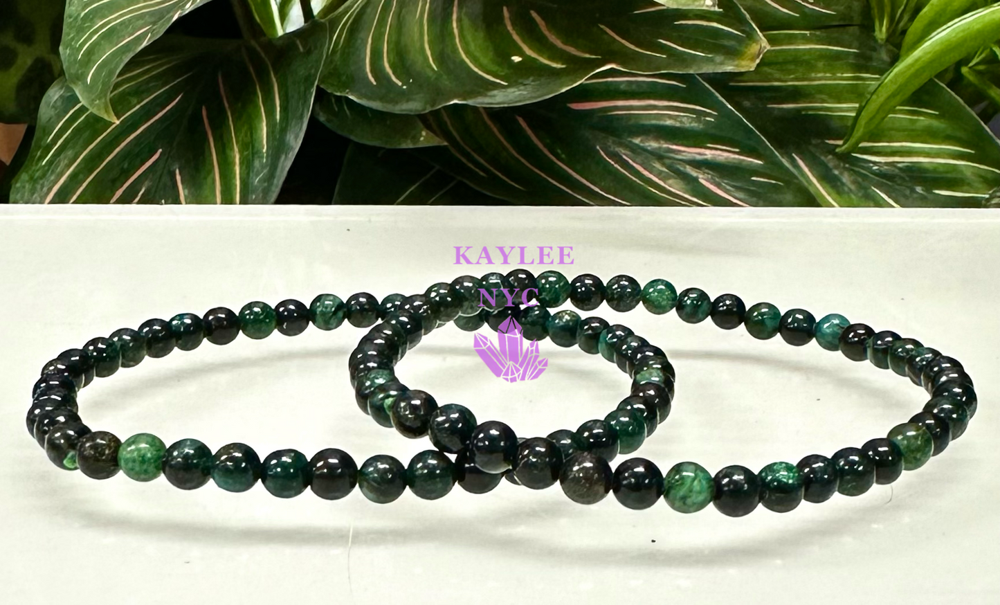 6 PCs 4mm Natural Green Lepidolite Stretch Bracelet 7.5”