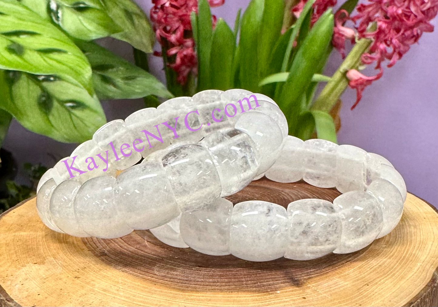 6 Pcs 15mm Natural Clear Quartz Stretch Bracelet 7.5” Crystal Healing Energy