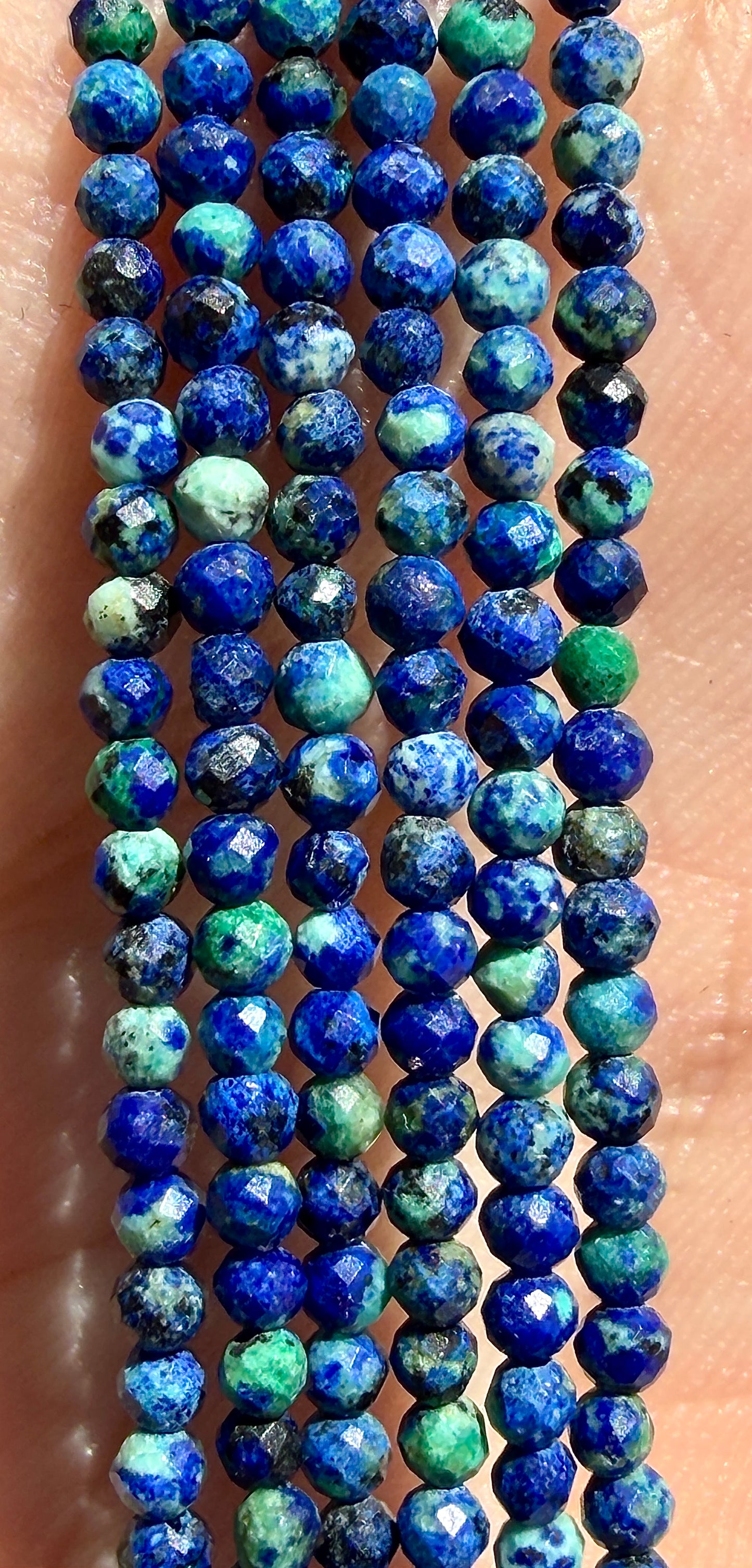 6 PCs 2mm Faceted Natural Chrysocolla Necklace Stainless Steel Finding