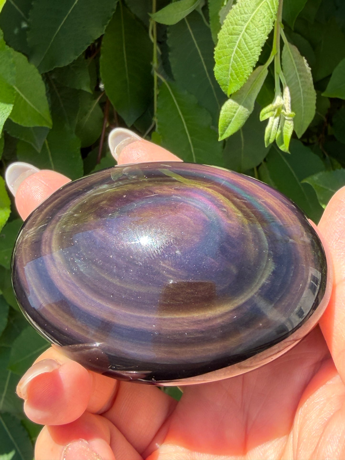 Wholesale 2 Lb Lot Natural Rainbow Obsidian Palm Stones Crystal Energy