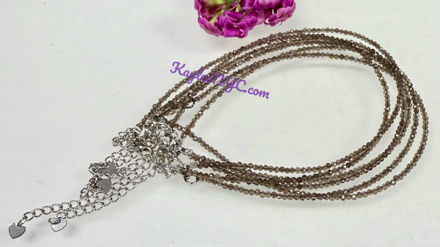 6 PCs 2mm Natural Smoky Quartz Anklets Crystal Healing Energy