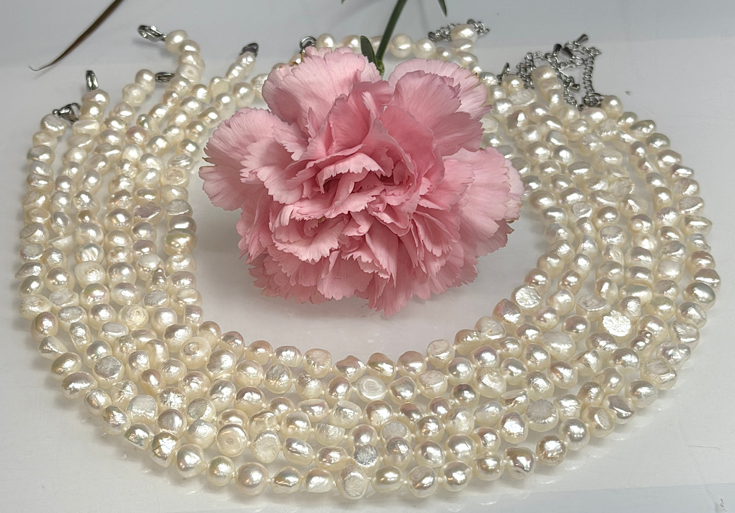 6 PCs 6 pcs ~8.5mm Natural Freshwater Pearl Necklace Healing Energy