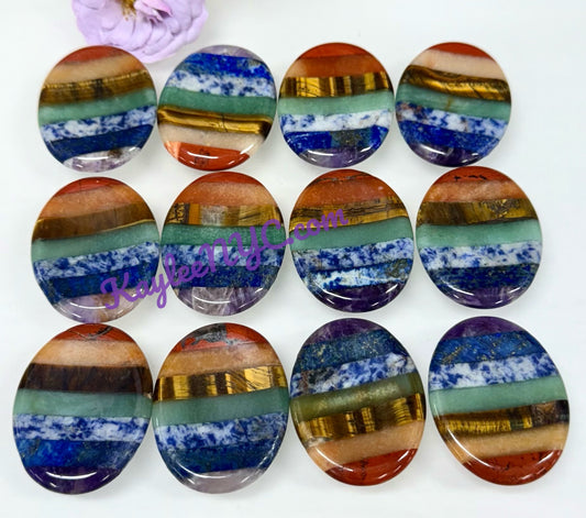 12 PCs Natural Crystals Chakra Worry Stone Healing Energy