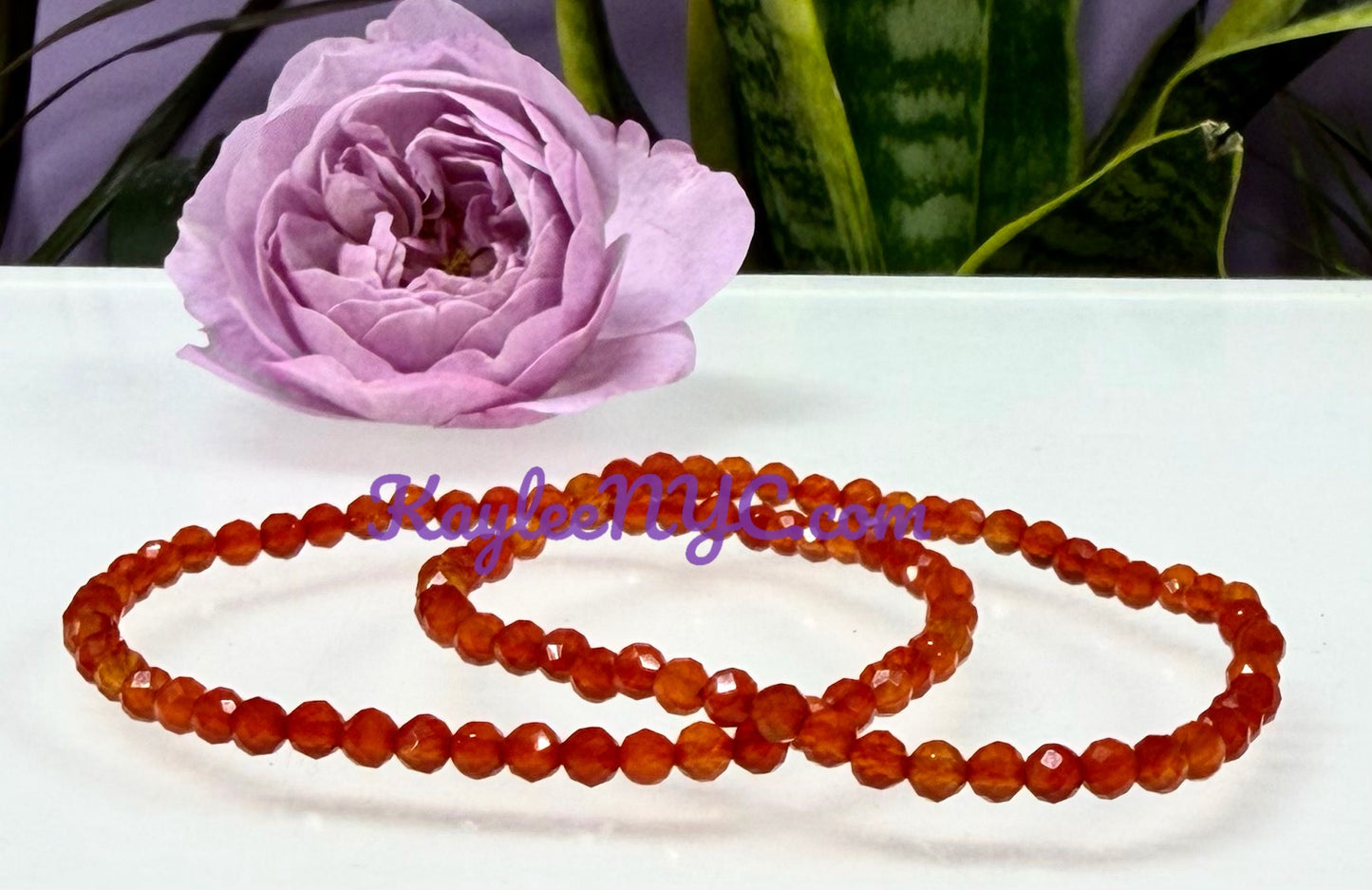 Wholesale Lot 6 Pcs Natural Faceted Carnelian 4mm 7.5” Crystal Healing Stretch Bracelet
