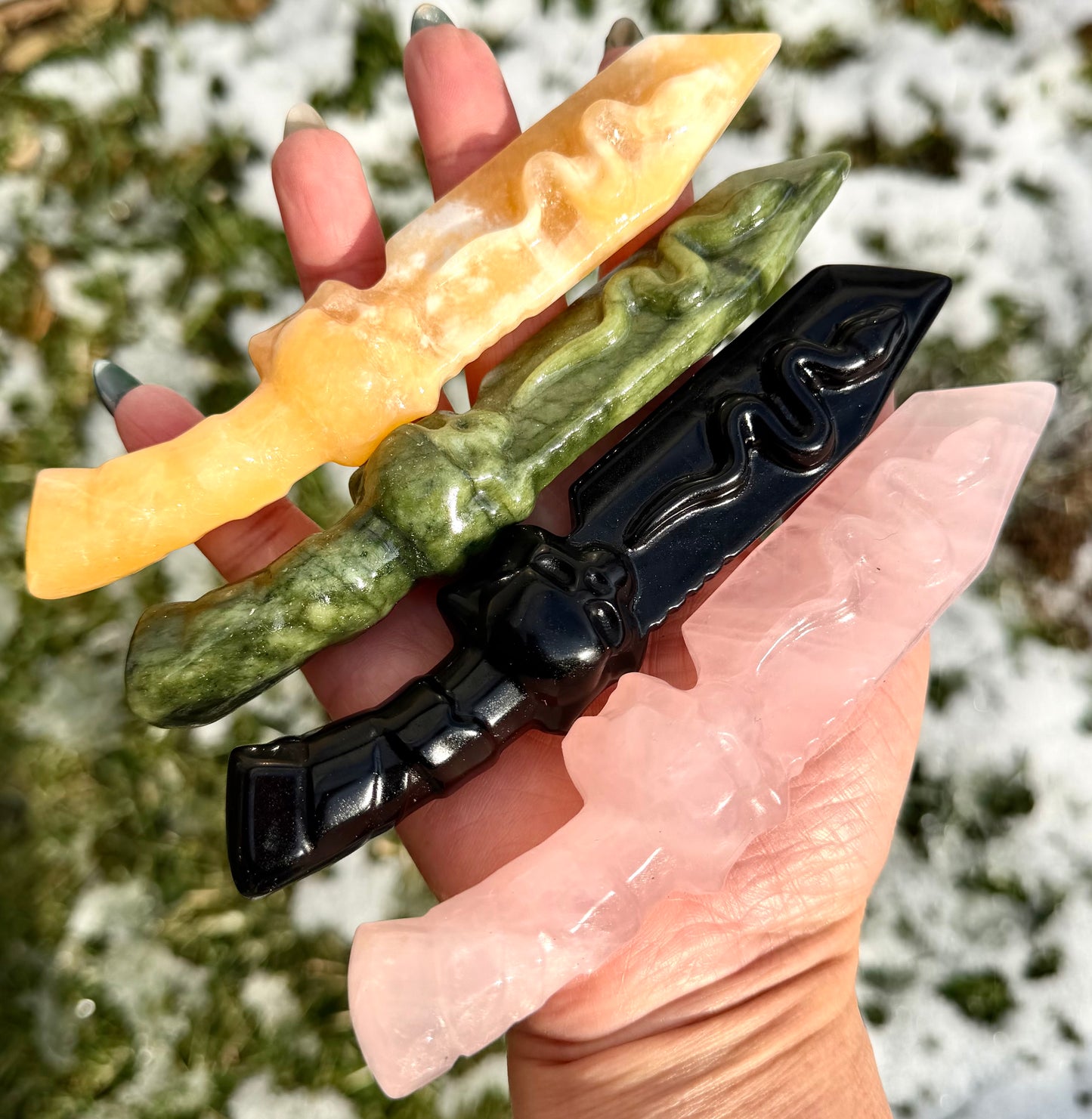 (Copy) Wholesale Lot 4 pcs Natural Nephrite Jade Knife Crystals Healing Energy