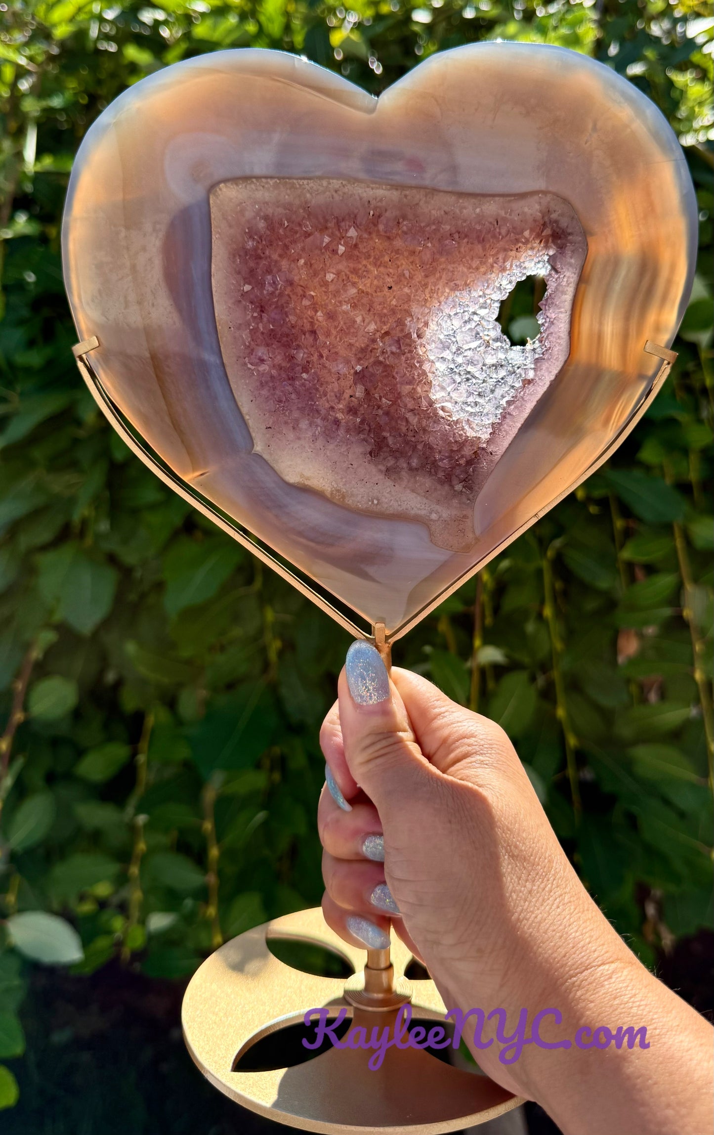 Wholesale Lot 3 PCs Natural Amethyst Agate Heart w/stand Healing Energy