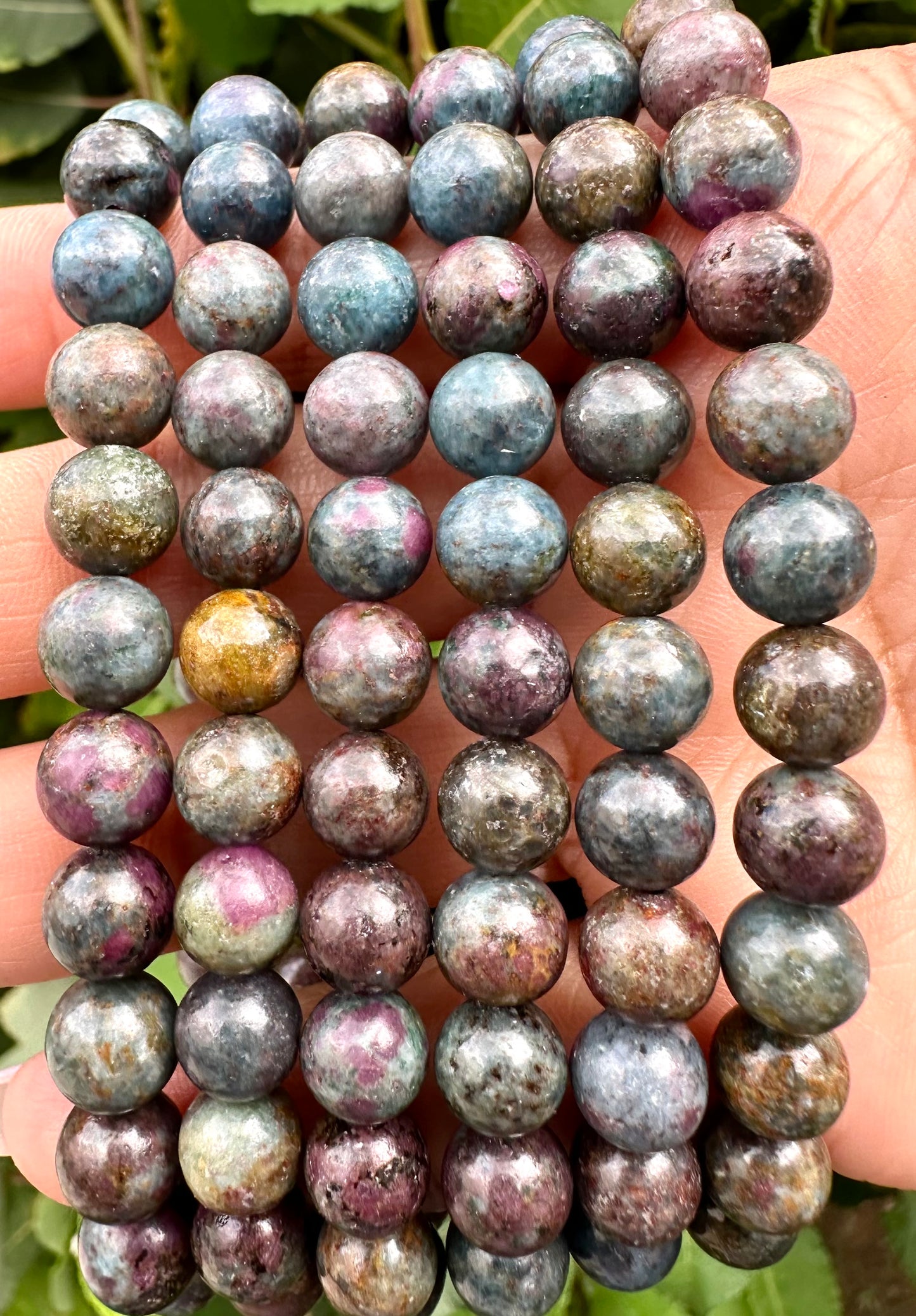 6 PCs Natural Ruby Kyanite 8mm 7.5” Stretch Bracelet