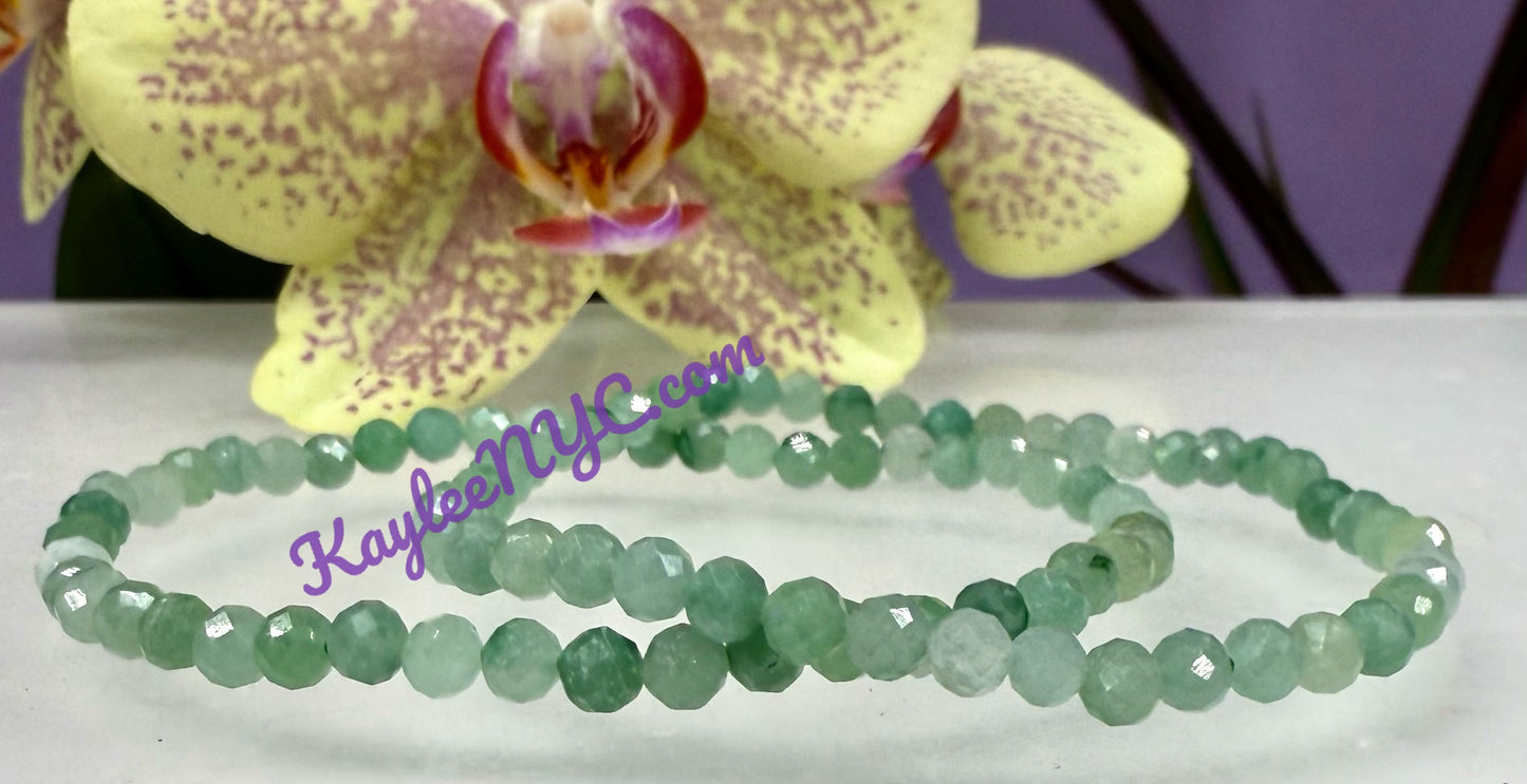 Wholesale Lot 6 Pcs Natural Faceted Burma Jade 4mm 7.5” Crystal Healing Stretch Bracelet