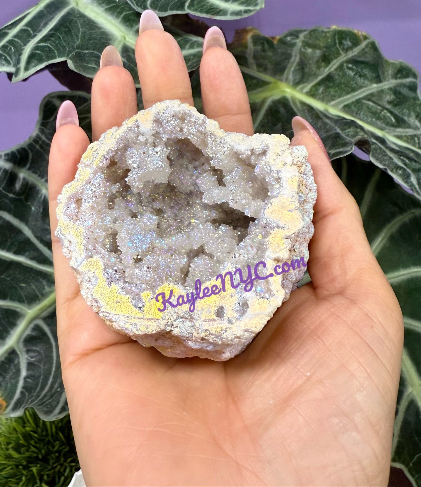 Wholesale Lot 2 Lbs Angel Aura White Druzy Quartz Geode Crystal Healing Energy