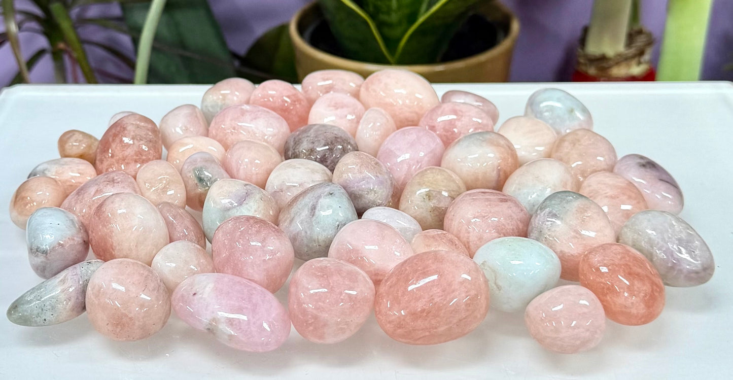 1 lb Natural Pink Morganite Tumble Crystals healing energy