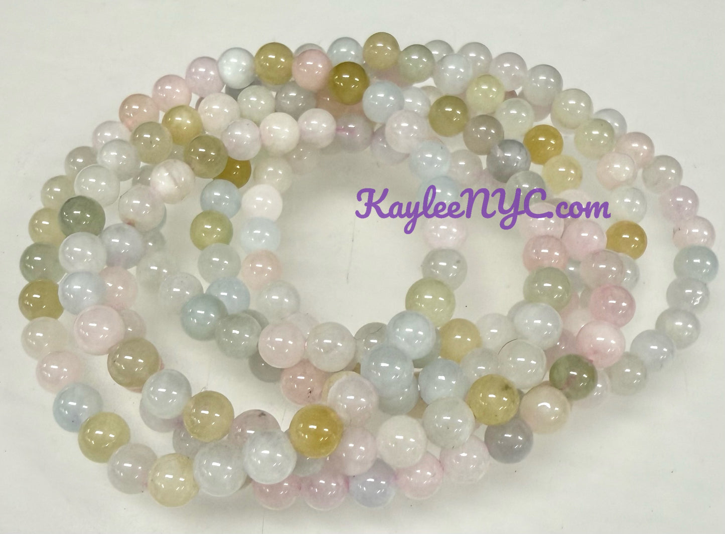 Wholesale 6 Pcs Natural Morganite 6mm 7.5” Crystal Healing Stretch Bracelet
