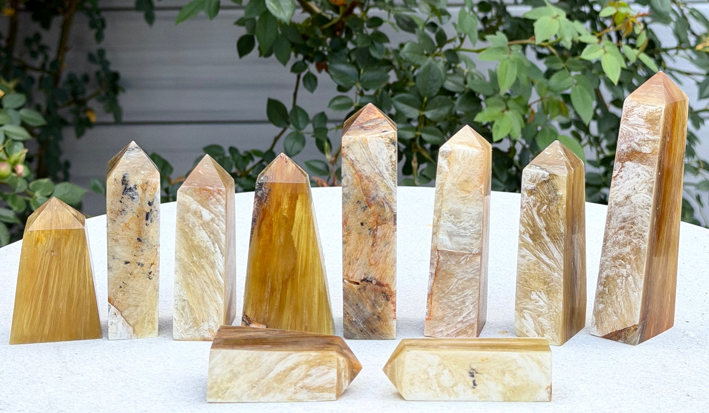 Wholesale Lot 2 lbs Natural Lepidolite Golden Mica Obelisk Tower Point Crystal Energy