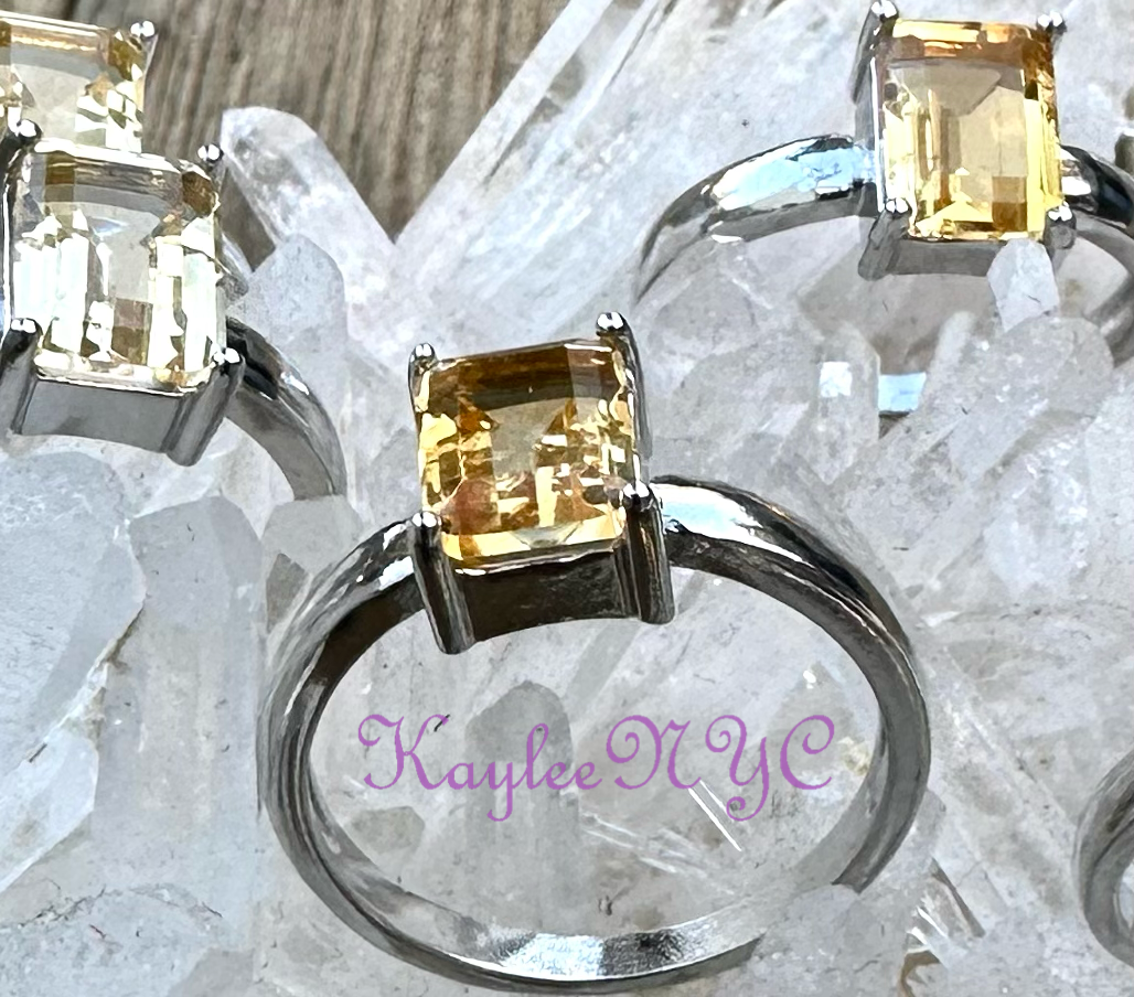 7 pcs Citrine White Bronze Ring