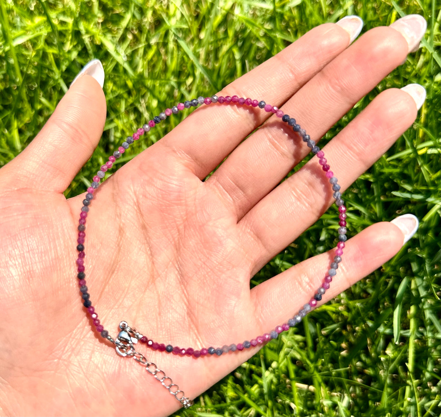 6 PCs 2mm Natural Ruby & Sapphire Anklets Crystal Healing Energy