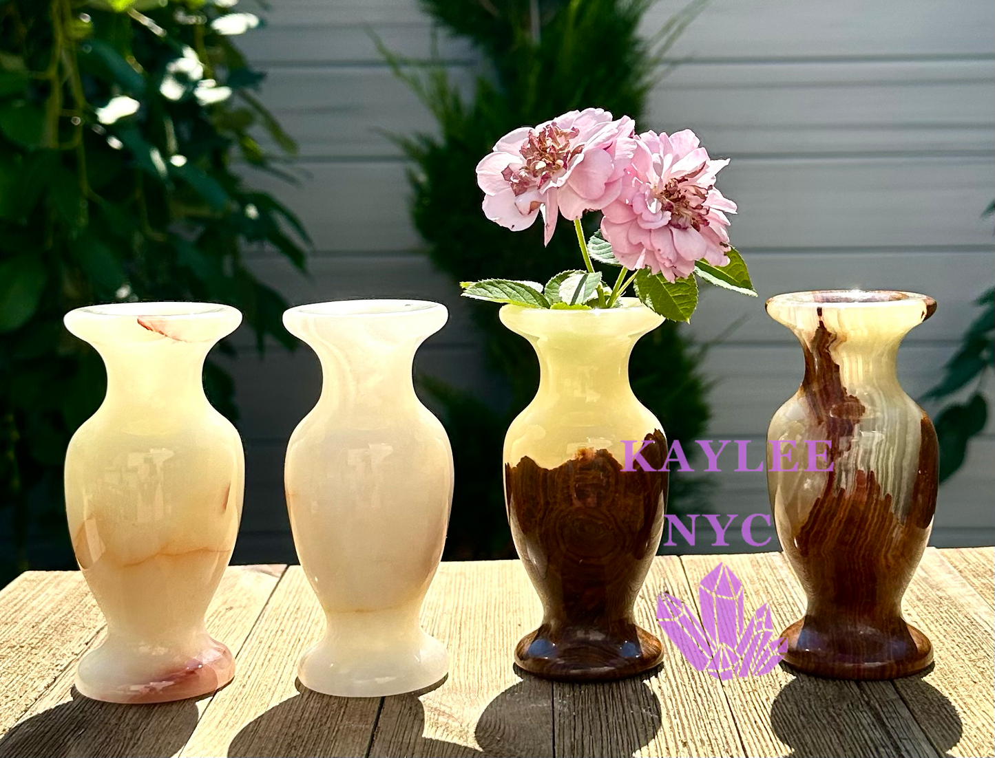 4 PCs Natural Green Onyx Vase