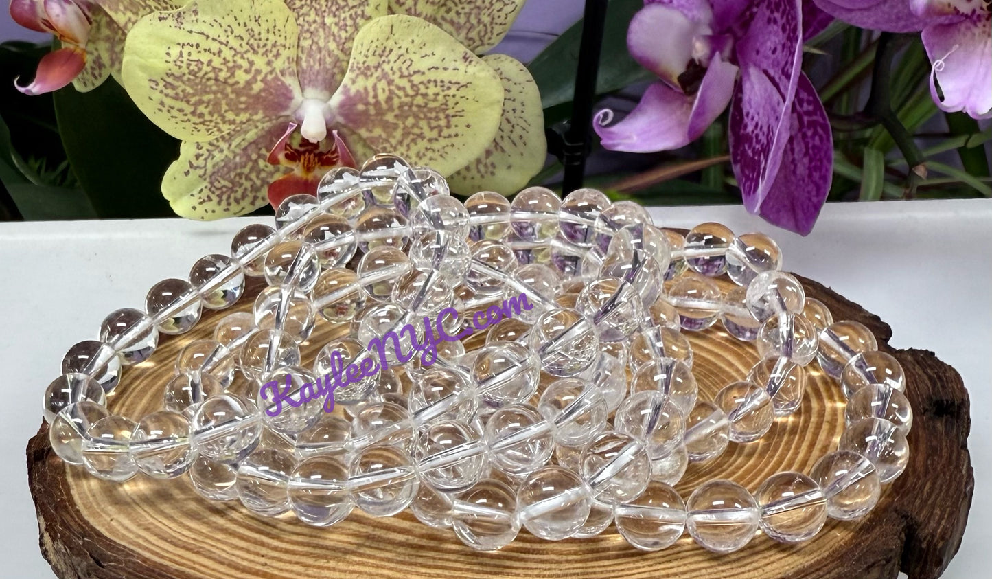 Wholesale Lot 6 Pcs Natural Clear Quartz 10mm 8” Crystal Healing Stretch Bracelet